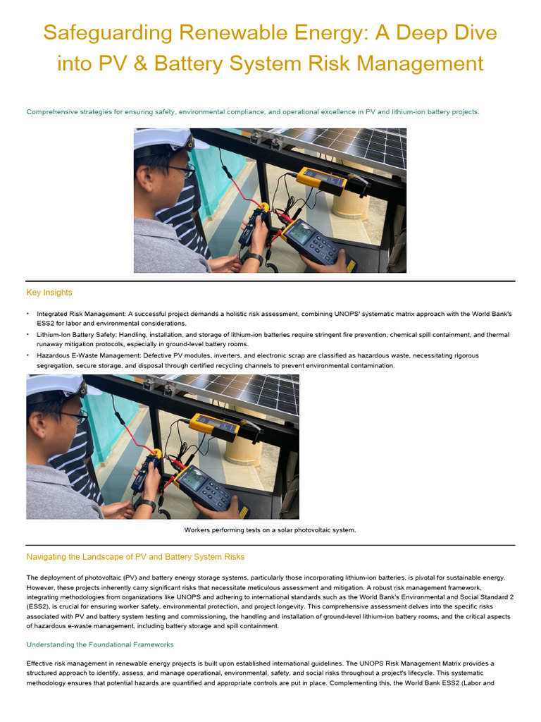 PV & Battery System Risk Management Guide | PDF | Electronic Waste ...