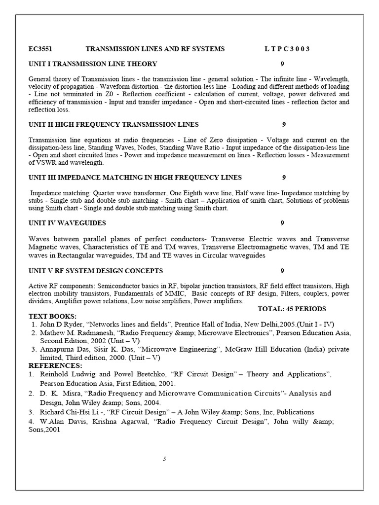 Transmission Lines and RF Systems Guide | PDF | Transmission Line ...