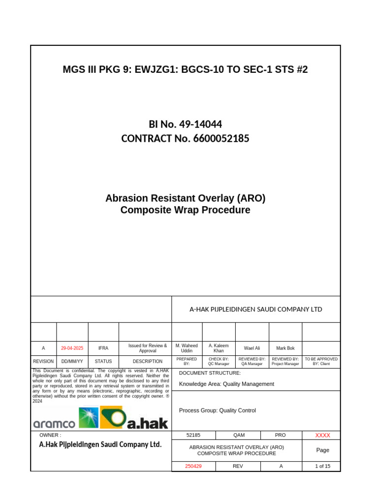 ARO Composite Wrap Procedure Guide | PDF | Fiberglass | Composite Material