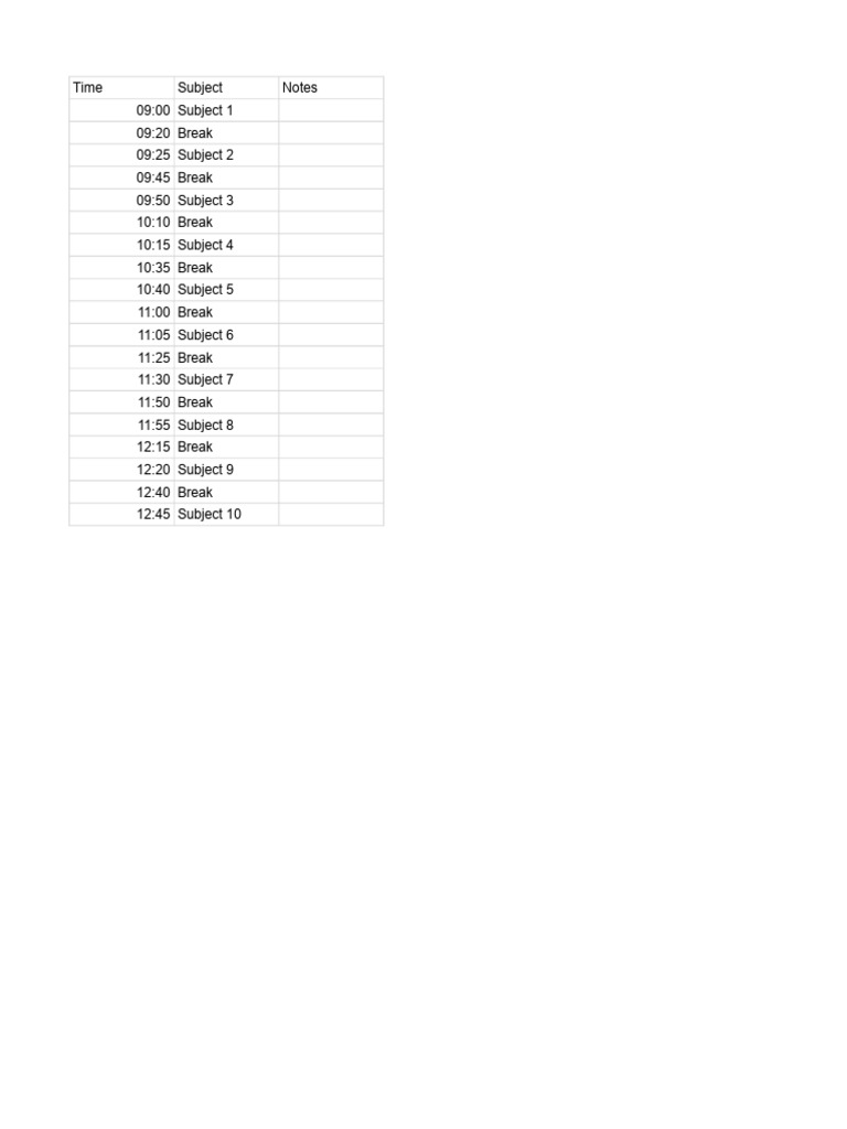 Make A Time Table For Study of 4 Hours in Which T.. | PDF