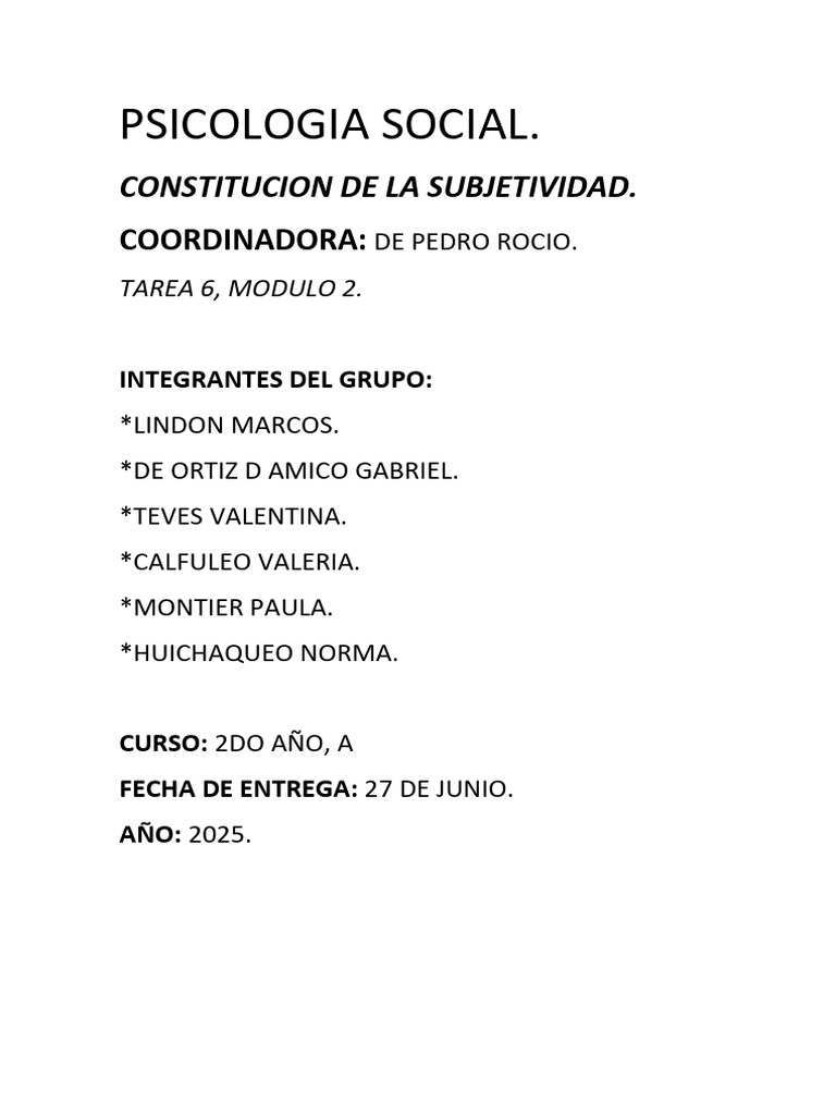 Tarea 6, Modulo 2. P.S | PDF | Estereotipos | Educación en artes liberales