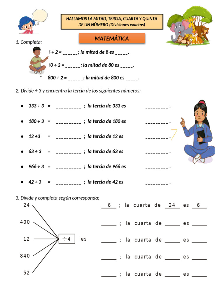 Ejercicios de Mitad, Tercia y Cuarta | PDF