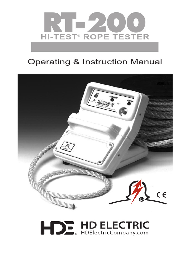 RT-200 Hi-Test Rope Tester Manual | PDF | Battery Charger | Legal Liability