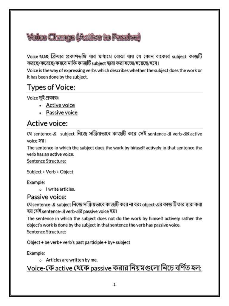Voice Change Details Discussion | PDF | Verb | Subject (Grammar)