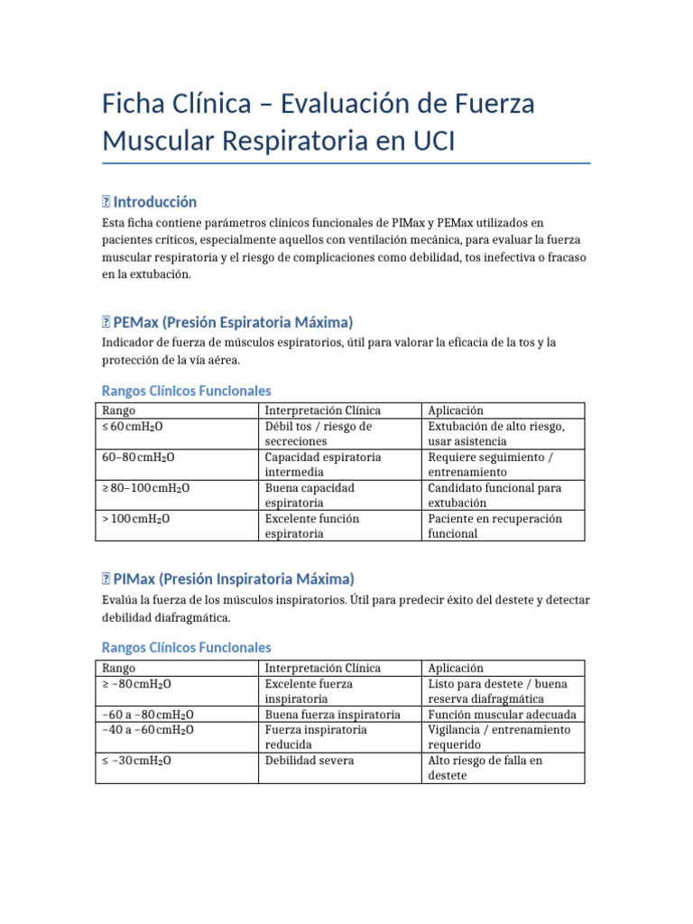 Evaluación de PIMax y PEMax en UCI | PDF | Medicina CLINICA ...
