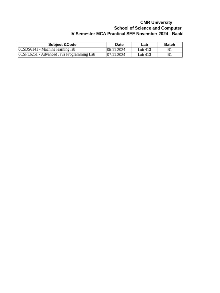 CMR University MCA & BCA Practical Exams 2024 | PDF | Software ...