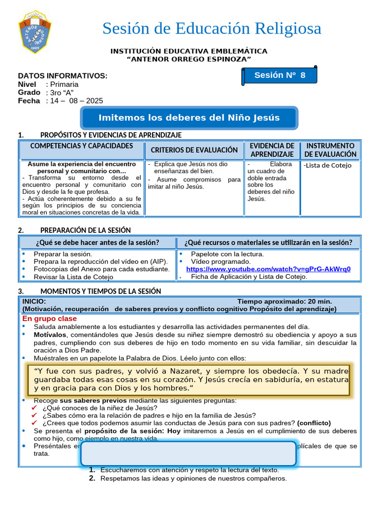 Sesion Relg. Imita Los Deberes de Jesus | PDF | Jesús | María, madre de ...