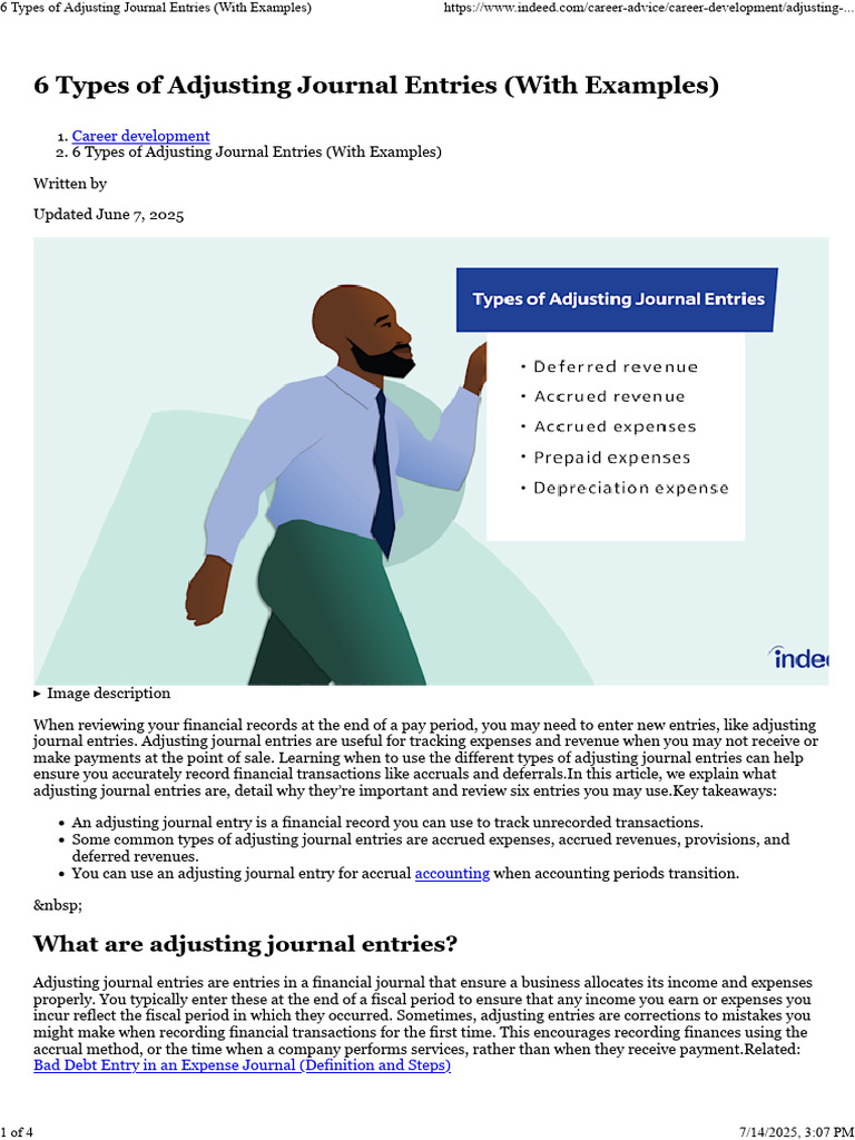 Types of Adjusting Journal Entries | PDF | Debits And Credits | Accrual