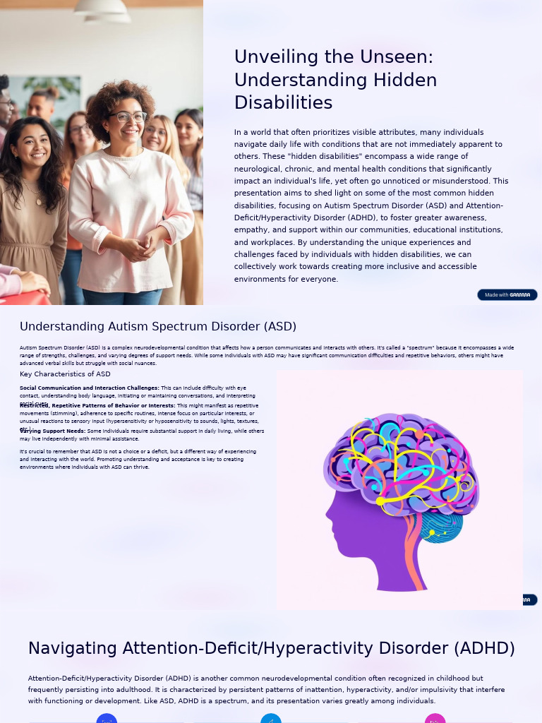 Understanding Hidden Disabilities: ASD & ADHD | PDF | Attention Deficit ...