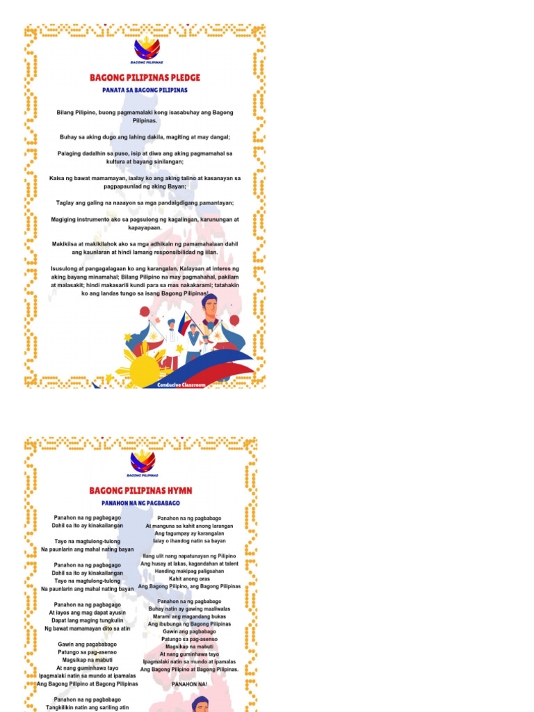 Bagong Pilipinas Pledge-Hymn | PDF