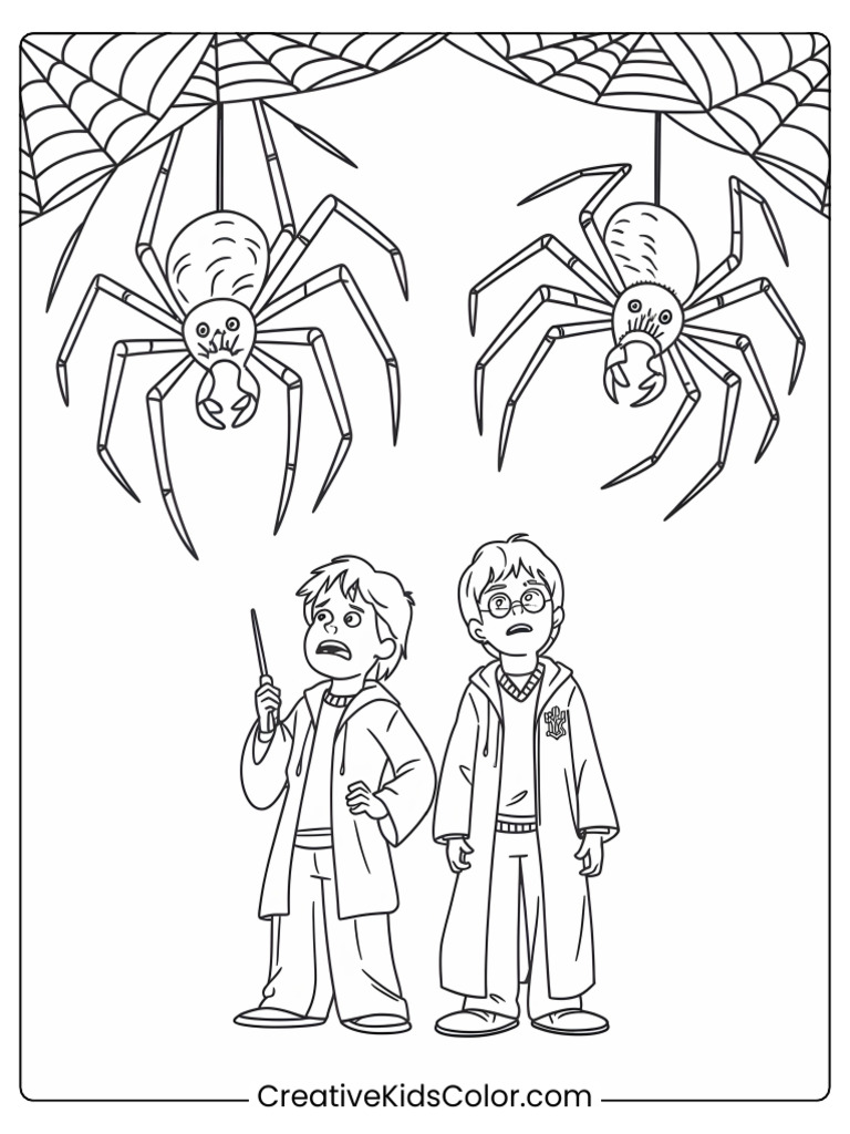 Ron and Harry Fighting Off Giant Spiders r1 | PDF