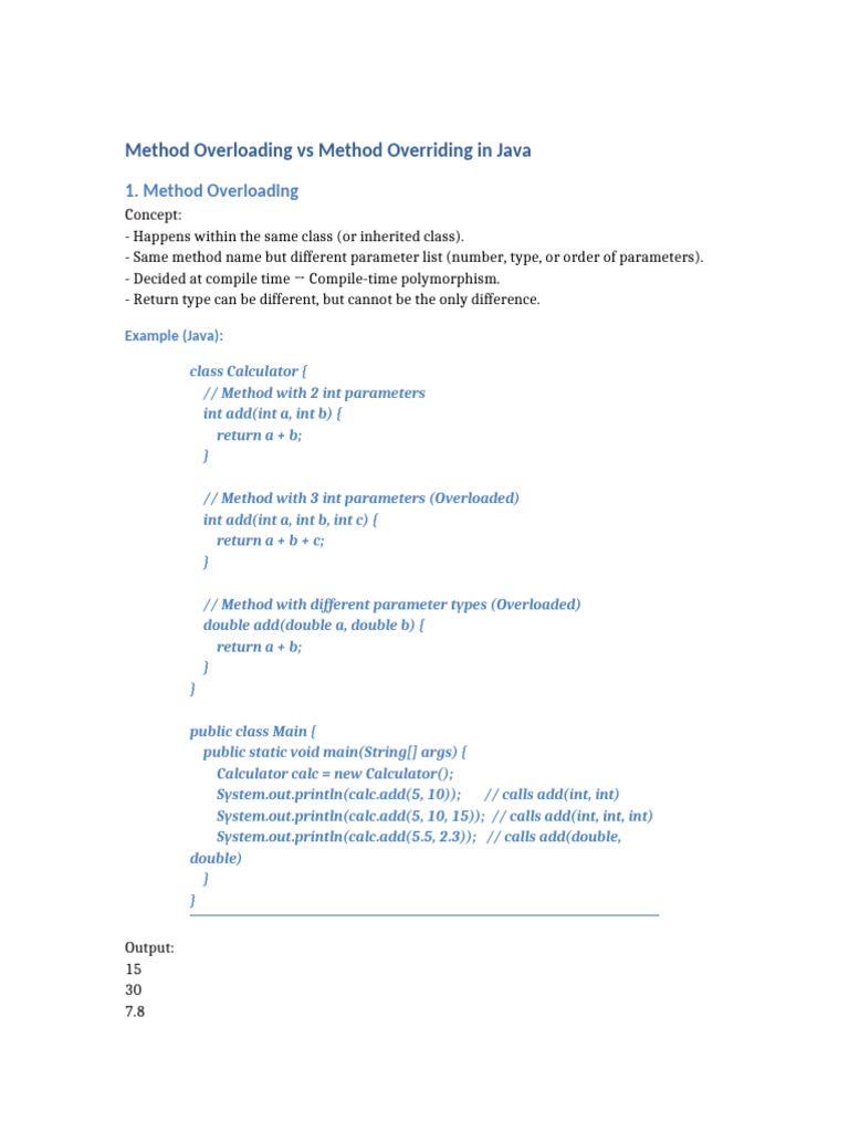 Method_Overloading_vs_Overriding | PDF | Method (Computer Programming ...