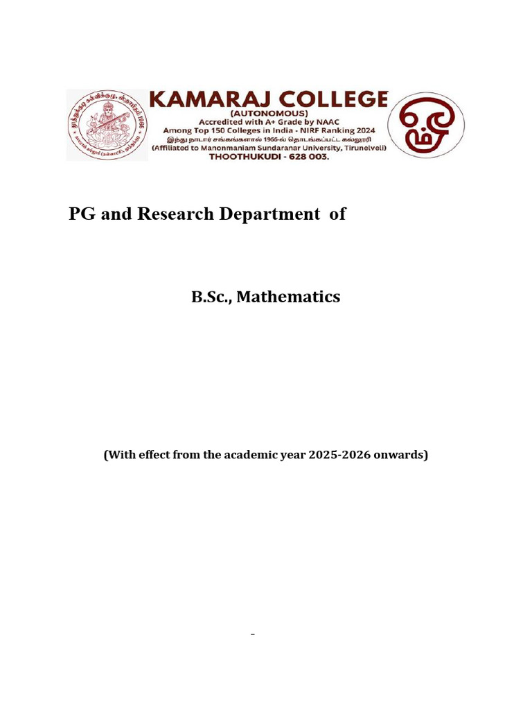 B.Sc. Mathematics Syllabus 2025-2026 | PDF | Trigonometric Functions ...