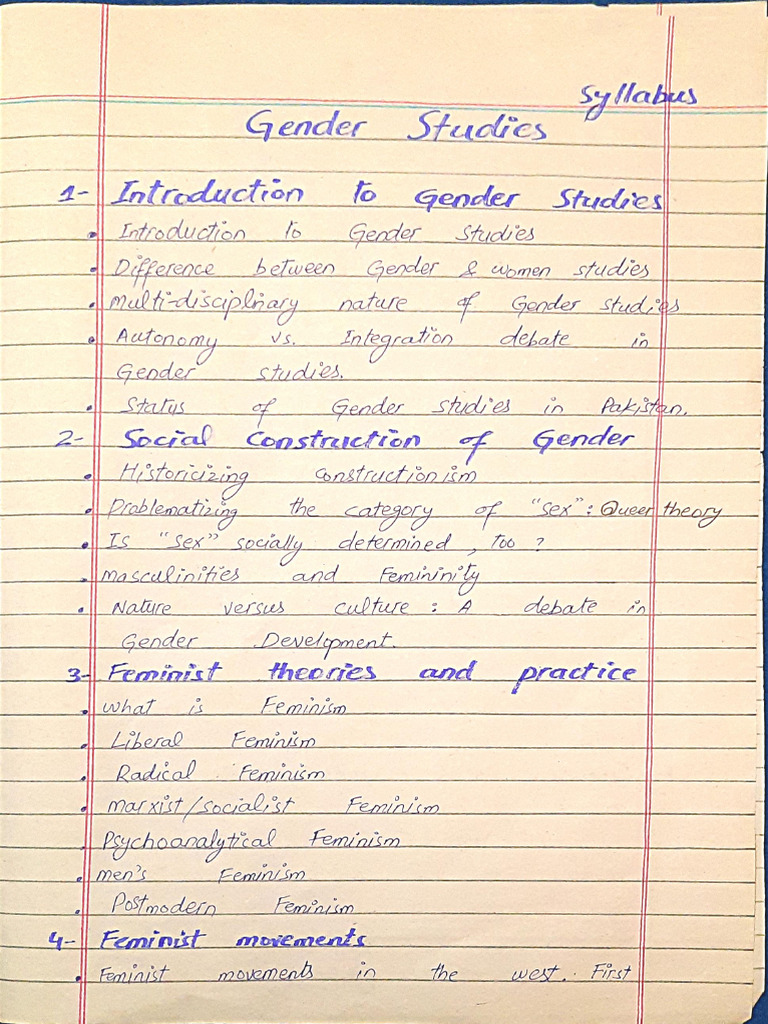 Gender Studies Syllabus and Compiled Papers | PDF