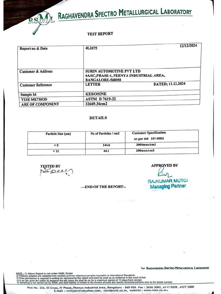 Millipore Test Report | PDF