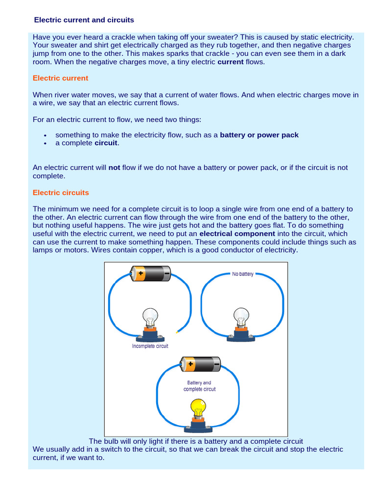 Electric Current and Circuits | PDF | Series And Parallel Circuits ...