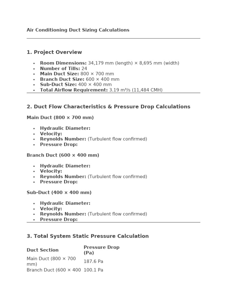 Duct Sizing and Airflow Calculations | PDF | Reynolds Number | Duct (Flow)