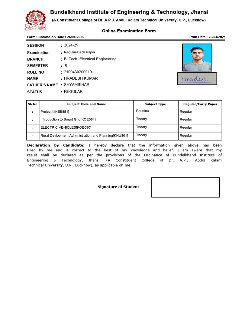 ExamForm 26042025 | PDF