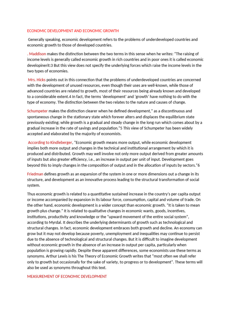 Economic Development vs. Growth Explained | PDF | Human Development ...
