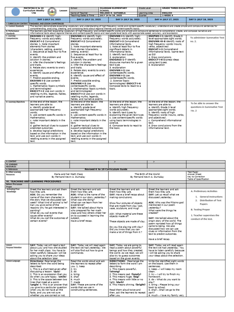 Grade 3 English Curriculum Overview | PDF | Subject (Grammar) | English ...