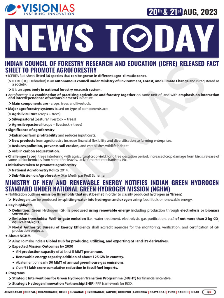 VisionIAS Daily Current Affairs 20 & 21 August 2023 | PDF | Genetic ...