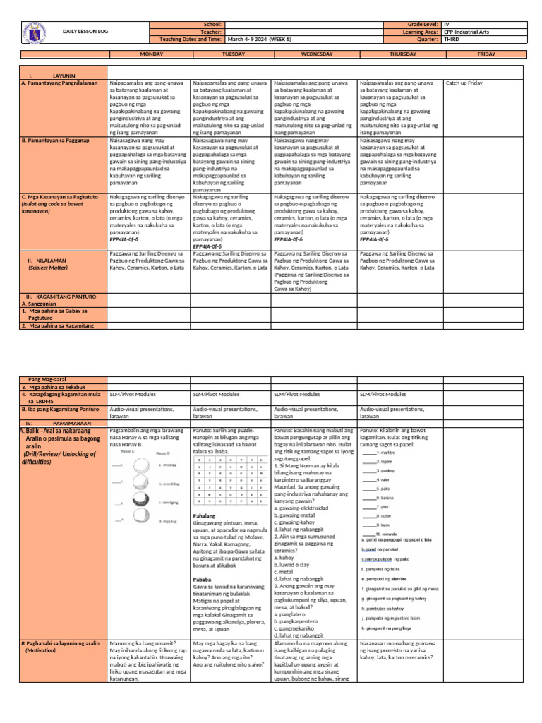 DLL Epp4 Ia W6 | PDF