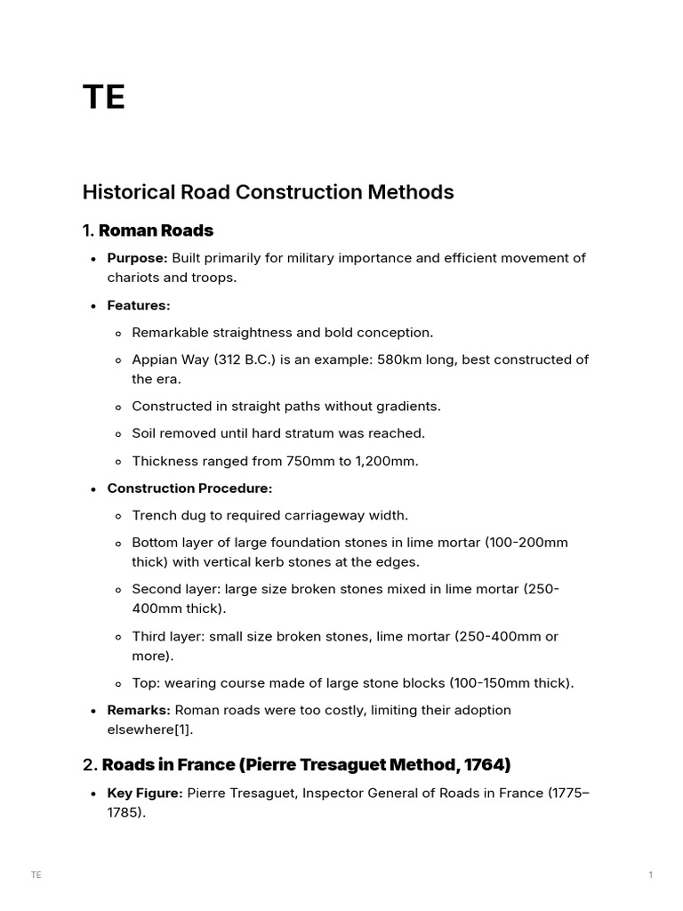 Historical Road Construction Techniques | PDF | Road Surface | Road