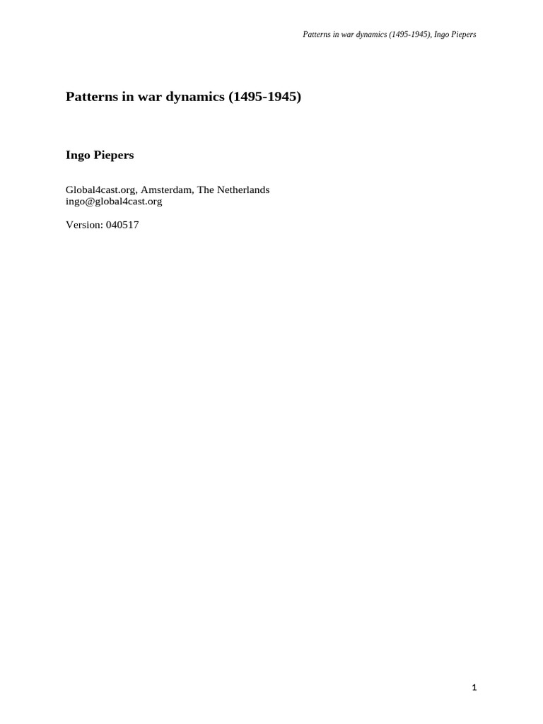 Patterns in War Dynamics (1495-1945), Version 040517 | PDF | Chaos ...