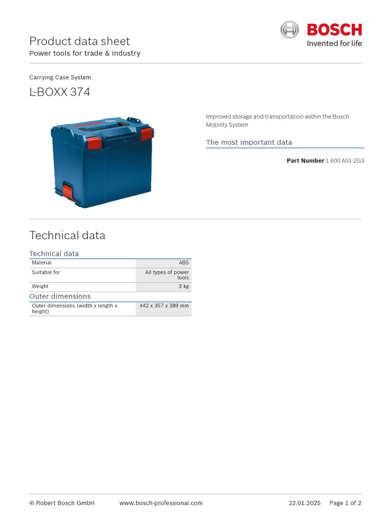 L Boxx 374 Sheet | PDF