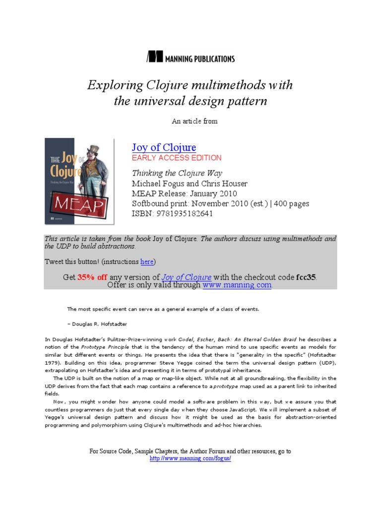 Clojure Multimethods & Universal Design Pattern | PDF | Object Oriented ...