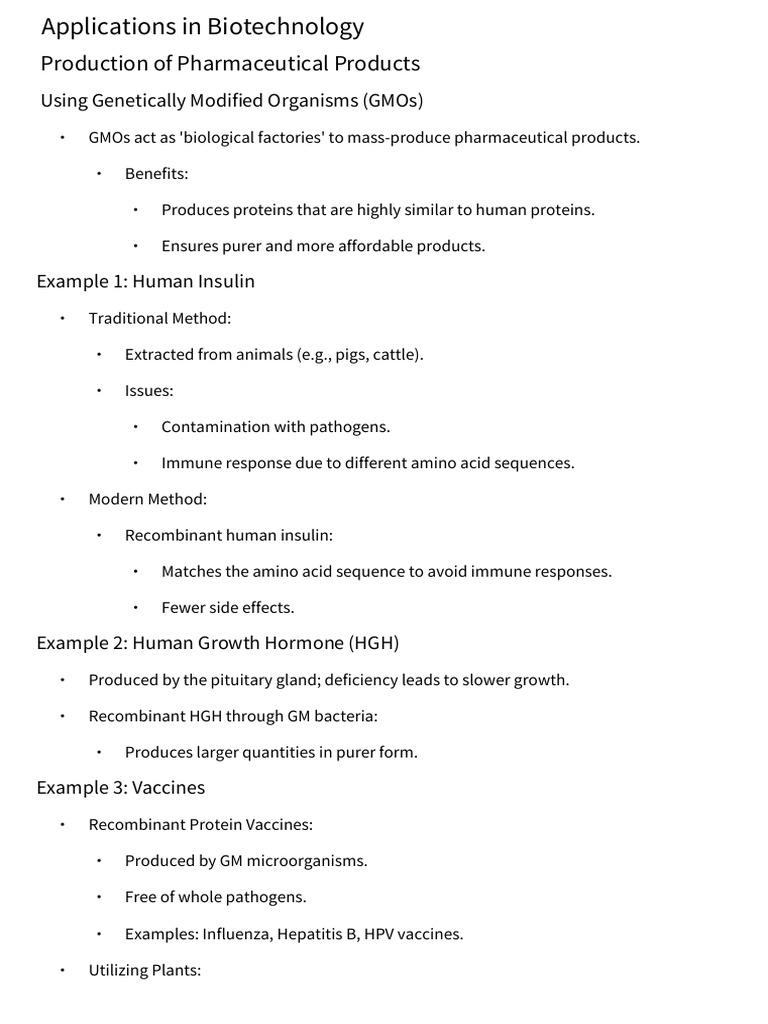 Biotechnology Applications in Pharmaceuticals | PDF | Genetically ...