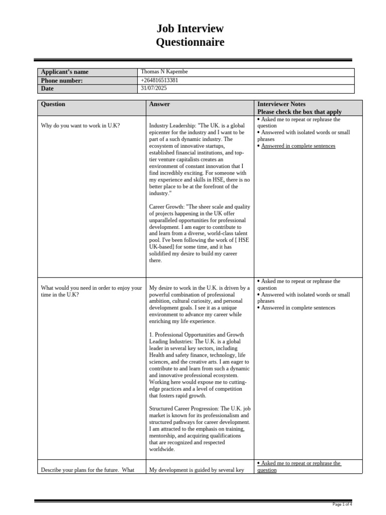 Job Interview Insights for HSE Role | PDF | Safety | Occupational ...