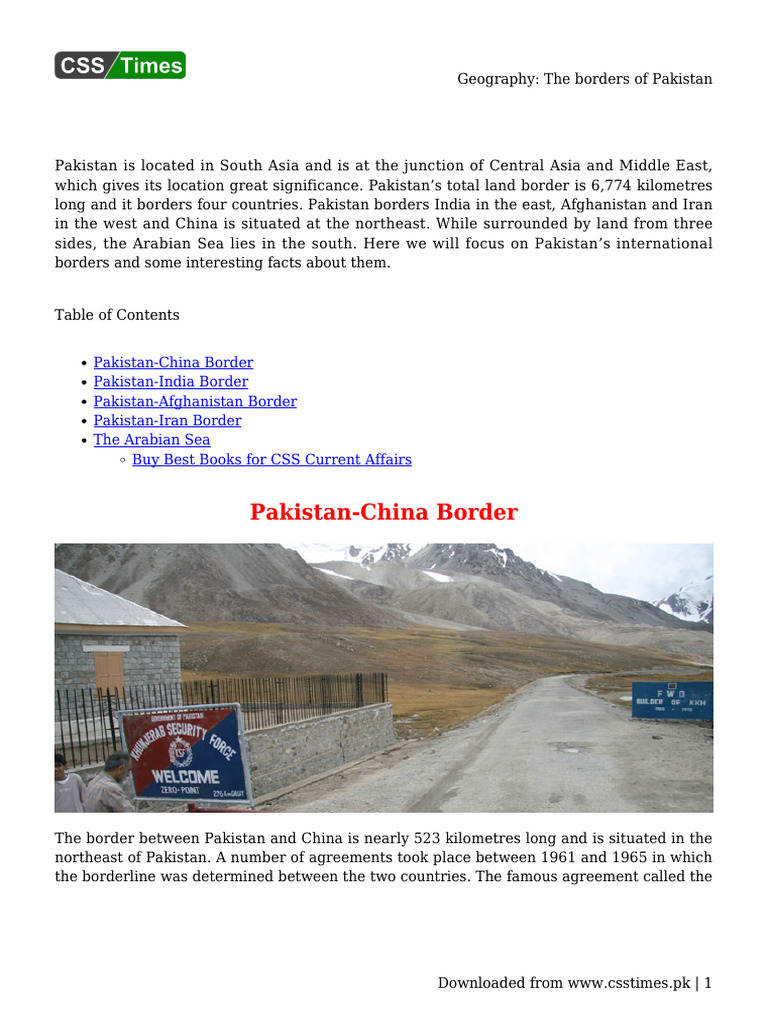Overview of Pakistan's Borders | PDF | Pakistan