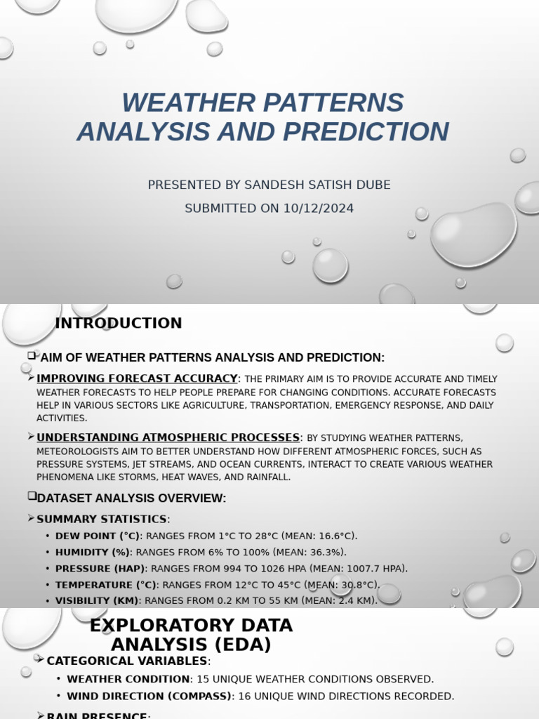Weather Patterns Analysis and Prediction: Presented by Sandesh Satish ...