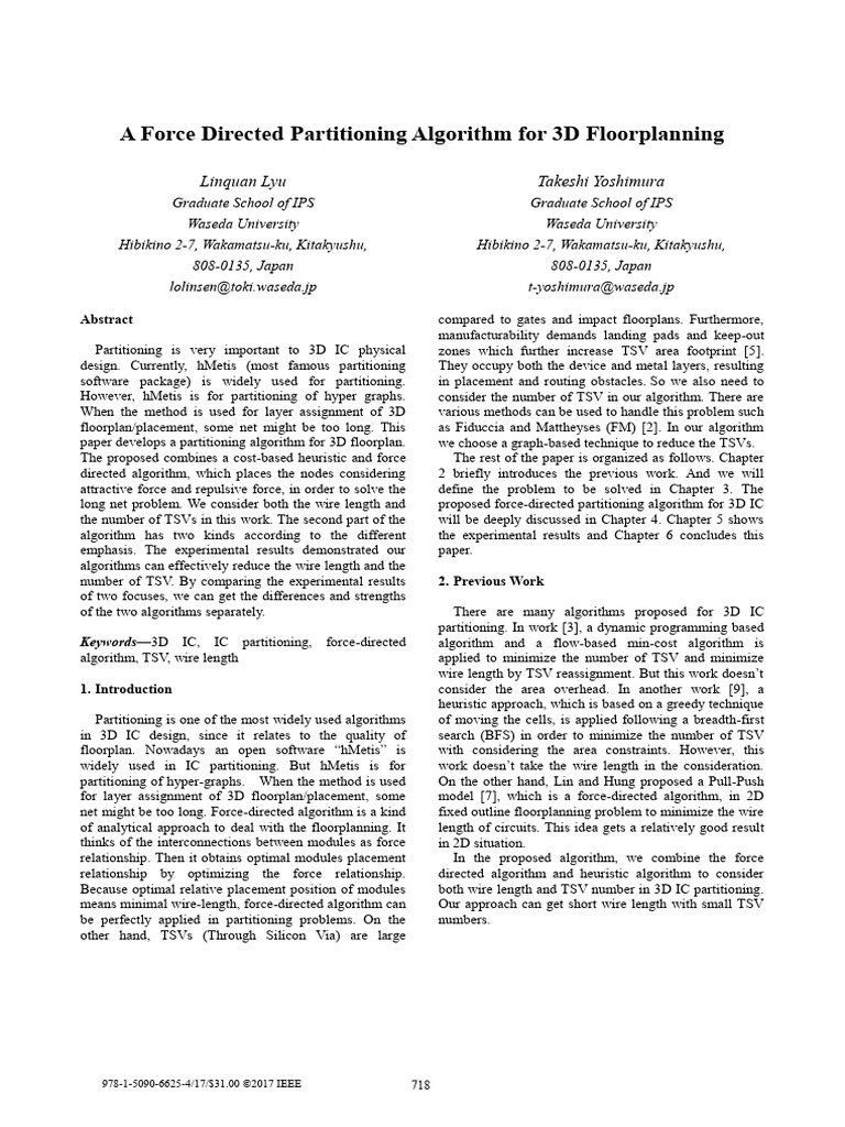 A Force Directed Partitioning Algorithm For 3D Floorplanning | PDF ...