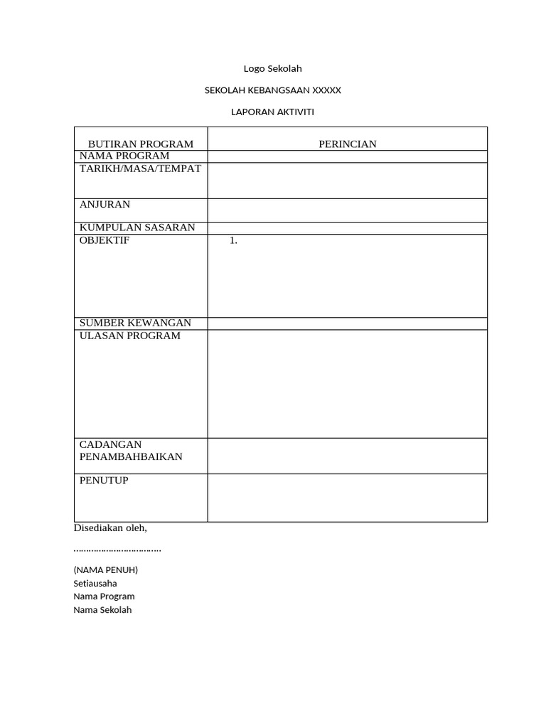 Template Laporan Program | PDF