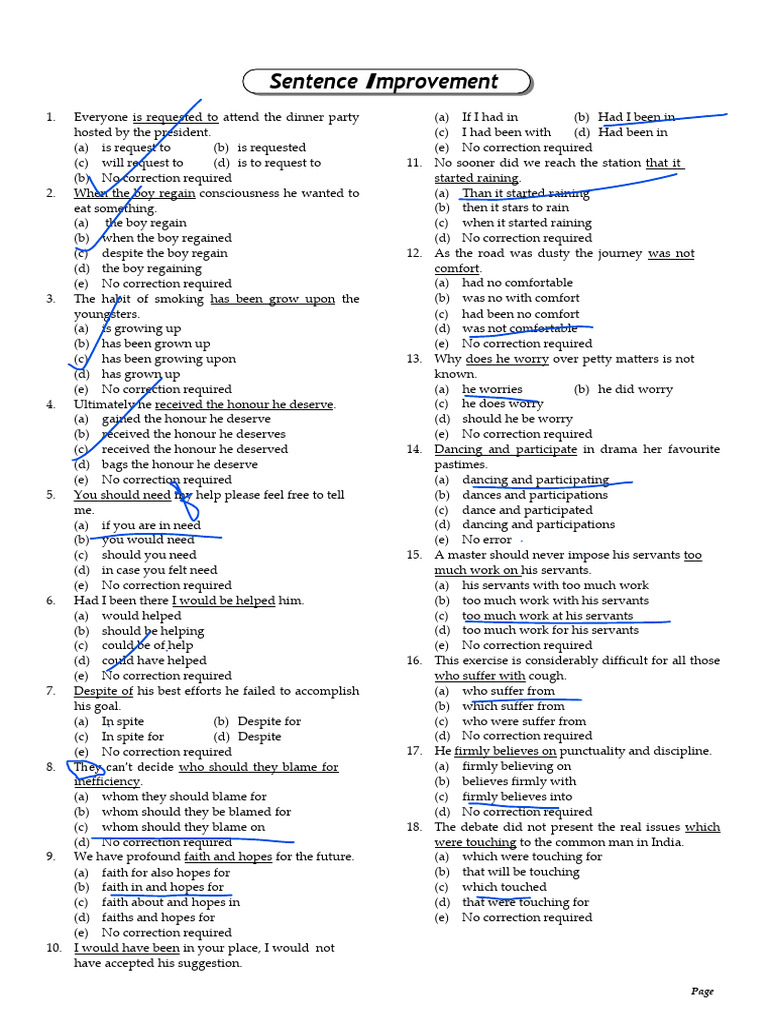 Sentence Improvement (Anand Sir) | PDF
