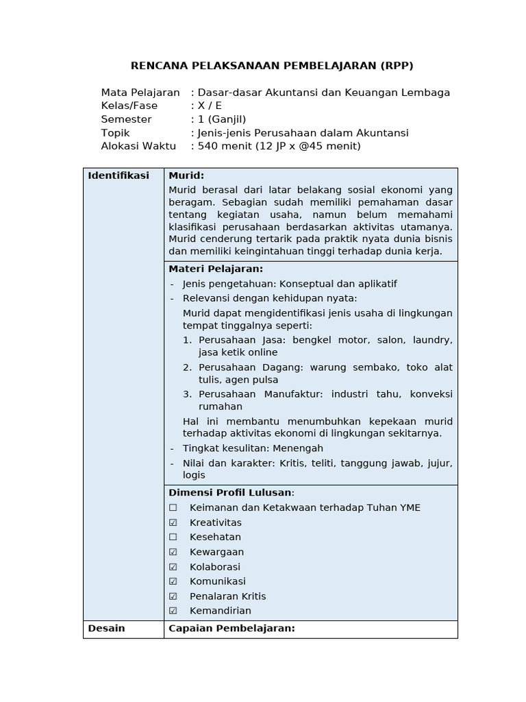 RPP Deep Learning Akuntansi SMK | PDF
