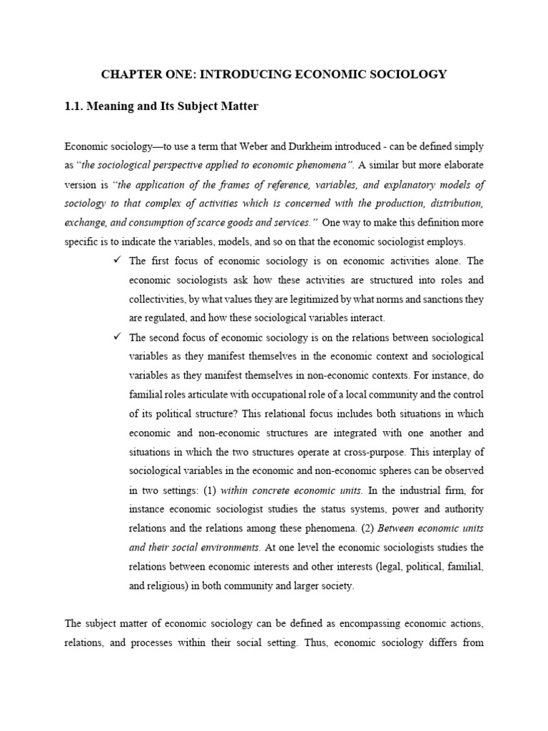 Understanding Economic Sociology Basics | PDF | Cost Of Living | Inflation
