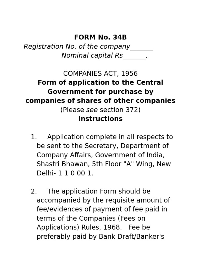 Form 34B Application for Share Purchase | PDF | Cheque | Investing