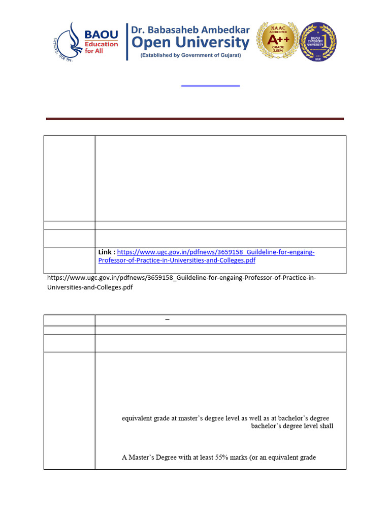 BAOU Contractual Recruitment 2025 | PDF | Academic Degree | Doctor Of ...