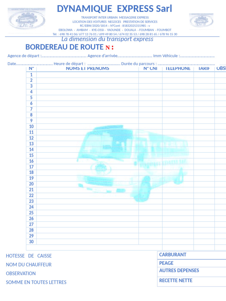 Bordereau de Route Transport Express | PDF