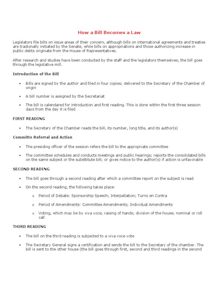 How A Bill A Law PDF Bill (Law) United States House Of