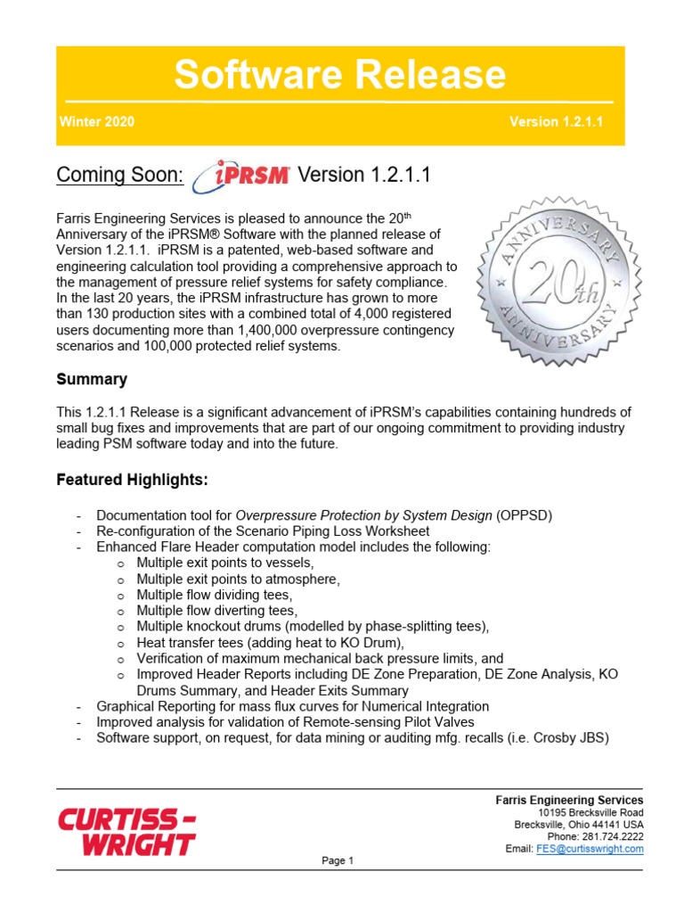iPRSM® Software Version 1.2.1.1 Release | PDF