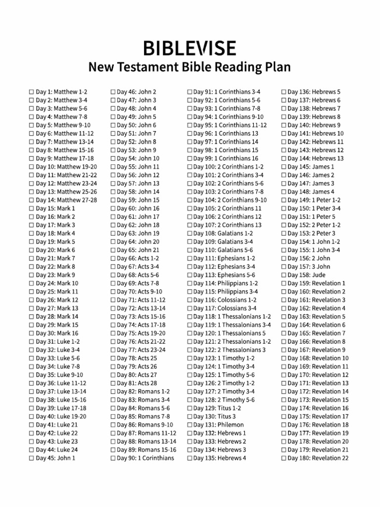 New Testament Bible Reading Plan Biblevise PDF Biblia