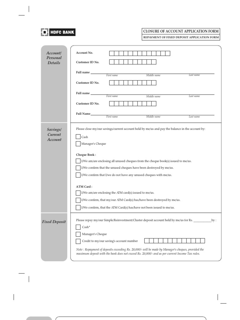 SBI Account Closure Application Form | PDF | Finance & Money Management