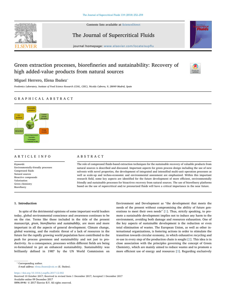 Green Extraction for Sustainable Biorefineries | PDF | Biorefinery ...