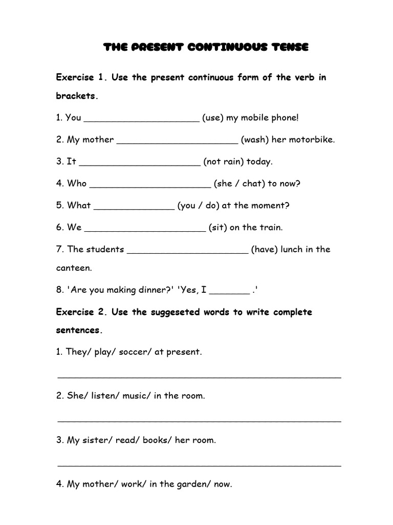 Bài Tập-The Present Continuous Tense | PDF