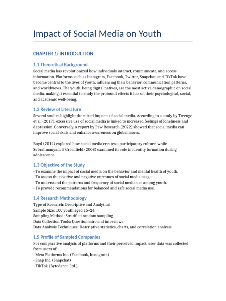 Impact of Social Media on Youth | PDF | Social Media | Popular Culture ...