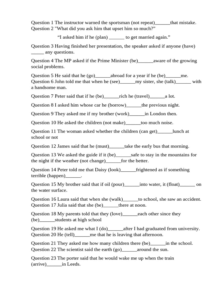 English Grammar Question Exercises | PDF